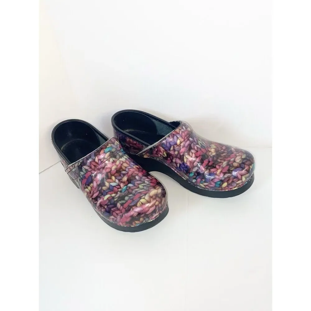 Dansko Clogs Rainbow Yarn Patent Leather Slip On Comfort Professional Shoe 38/8 - Picture 4 of 13